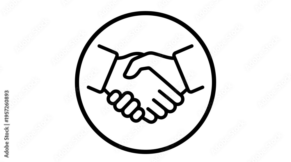 Fototapeta premium Handshake Icon Inside a Circle Agreement Concept
