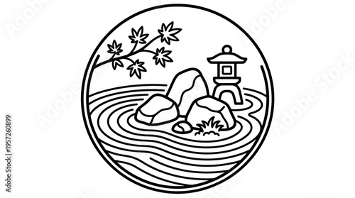 Zen Garden in a Circular Frame