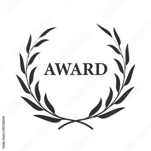 Award laurel wreath. Black winner awards prize for awarding ceremony, championship, best player, anniversary. Quality certificate. Premium vector illustration.