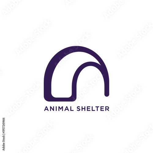 Abstract purple geometric arch symbol for animal shelter identity on transparent background