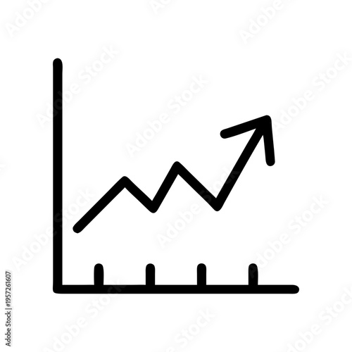 Vector line graph icon with upward trend