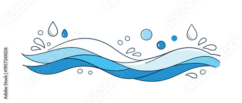 Abstract Water Waves. Minimal water wave background. Abstract curved wave shapes in soft blue tones