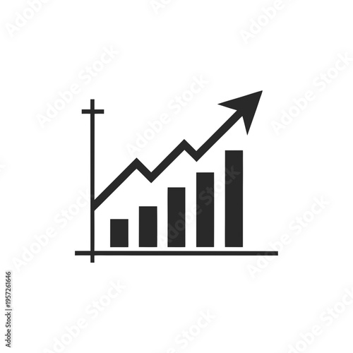 Vector graph icon with growing arrow