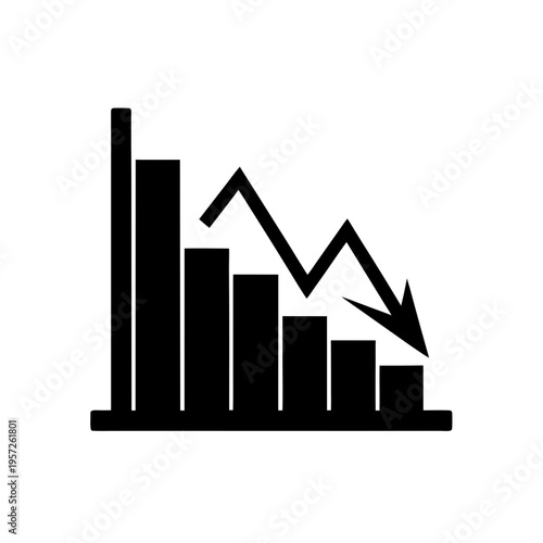 Vector business graph icon with downward trend