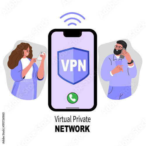 A VPN service for secure online connections and privacy protection. A VPN protects personal data on your smartphone. Virtual private network. People value the ability to communicate.