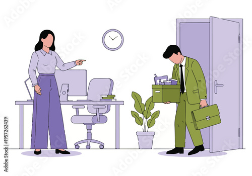 Manager firing employee, job termination and dismissal concept