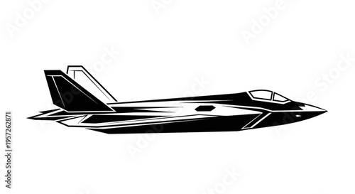 Modern Stealth Fighter Jet Silhouette, Military Aircraft, Aerospace Design