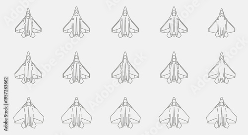 Modern Fighter Jet Line Art Pattern - Aviation Technology Concept