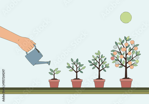 Plant growth stages: nurturing a sapling to a fruit-bearing tree