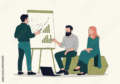 Business Professionals Presenting Data and Discussing Growth Strategy