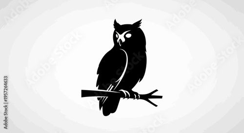 Silhouette of an owl perched on a branch