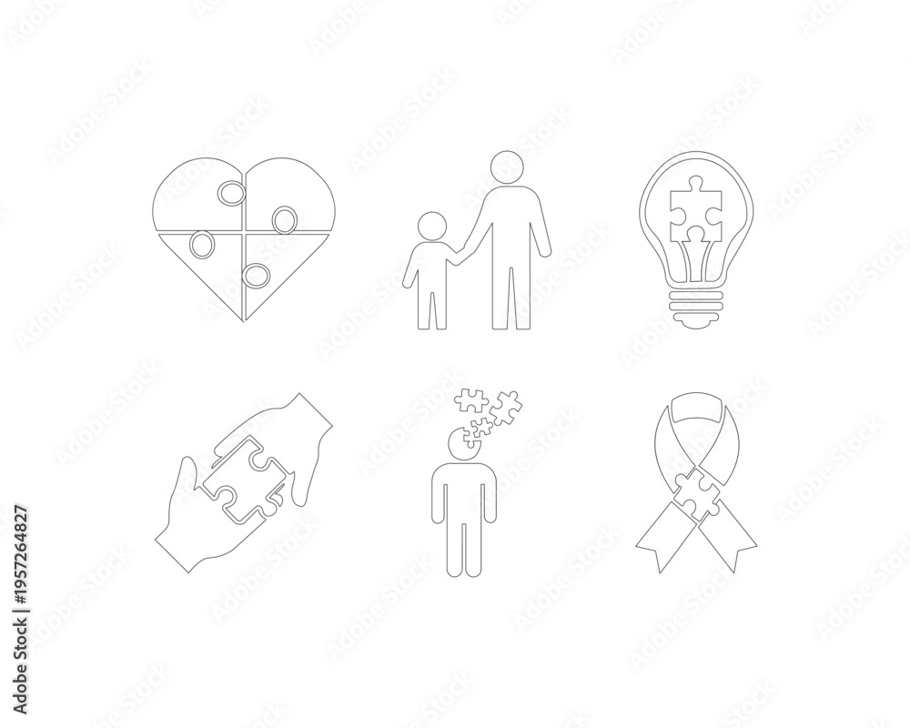 Fototapeta premium Set of 6 mental health icons vector