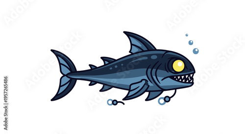 Anglerfish with sharp teeth underwater.