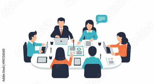 Business people sitting around table 1.