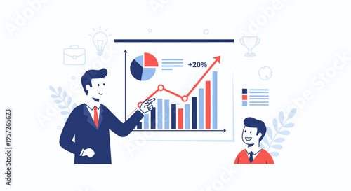 Businessman presenting data analysis report.