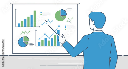 Businessman presenting data on screen 9.