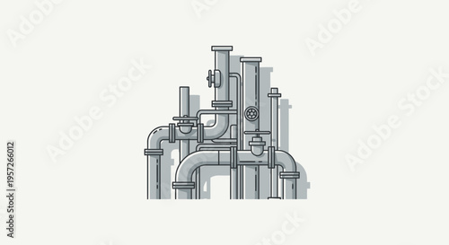 Industrial pipes and valves assembly.