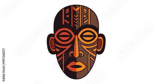 Tribal face mask with patterns.
