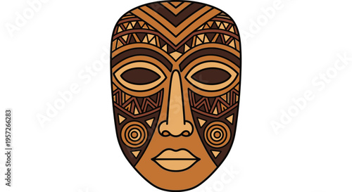 Tribal Mask with Geometric Patterns Face.