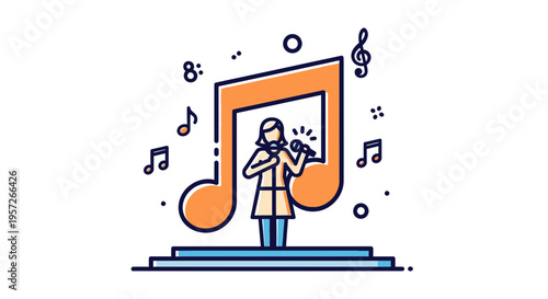 Woman Playing a Musical Instrument Outdoors.