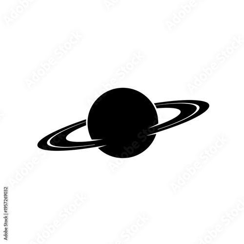 Saturn planet with rings vector illustration in black and white.