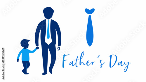 A silhouette of a father holding his young son hand in hand for the celebration of father's day