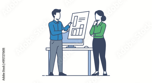 Business people discussing on a chart.