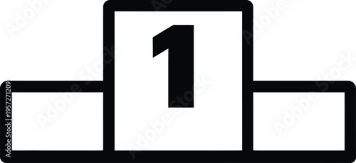 First place podium icon with number one for competition winner celebration and achievement awards