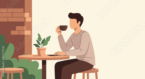 Man sitting and drinking coffee 1.