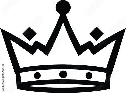 Tableau sur toile Royal crown icon with decorative jewels and spherical ornaments for king or quee