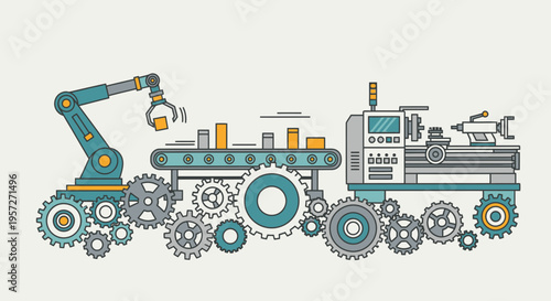 Robotic arm on industrial machinery equipment.