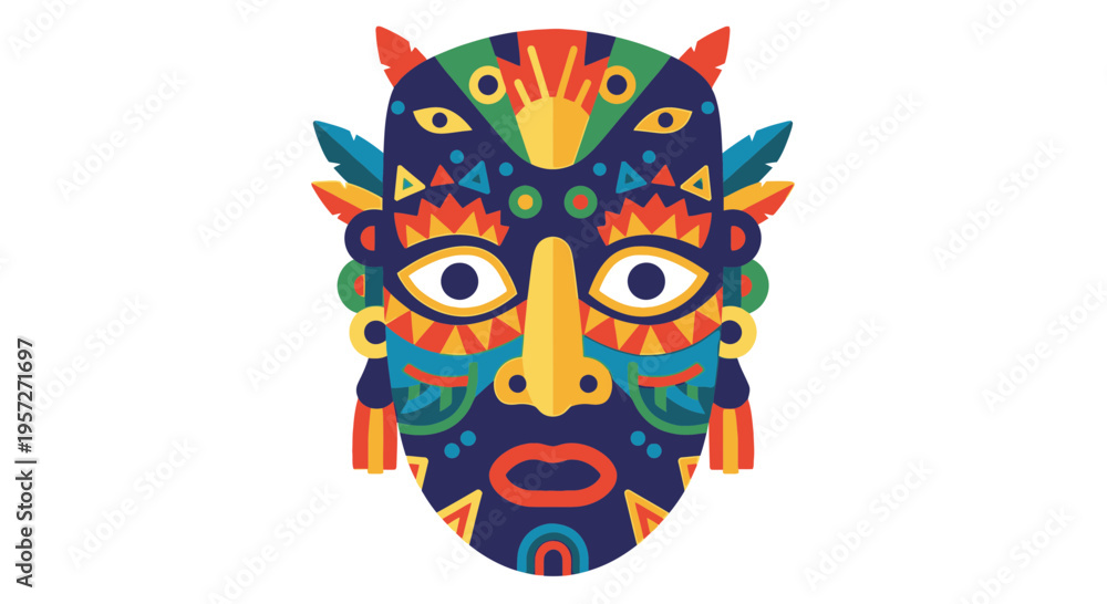Naklejka premium Vibrant colorful mask with patterns.
