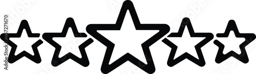 Five stars rating review icon for customer feedback or product quality assessment