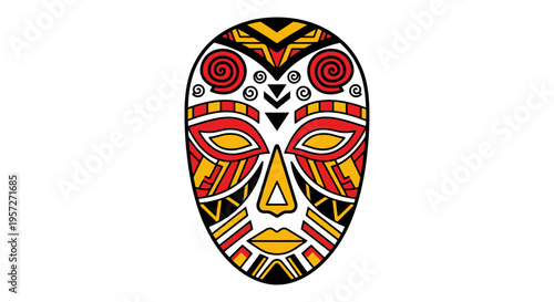 Vibrant Tribal Style Mask Design Closeup.
