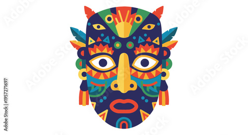Vibrant colorful mask with patterns.