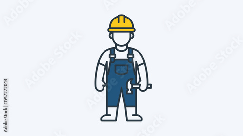 Minimal Construction Worker Helmet Icon Vector
