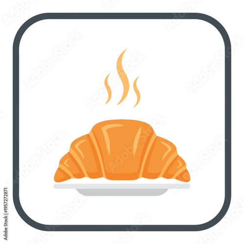 Warm, steaming golden croissant served on a plate, a delightful symbol for a fresh breakfast experience