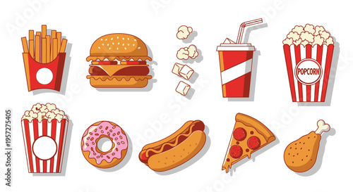 Assorted junk food items on display.