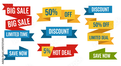 Collection of discount sale banners.