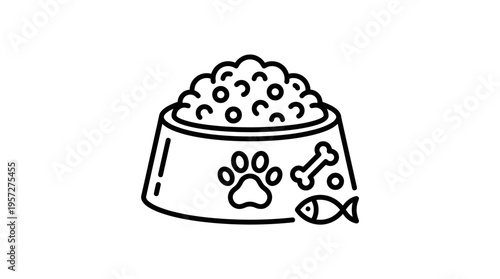 Black And White Pet Food Bowl Icon