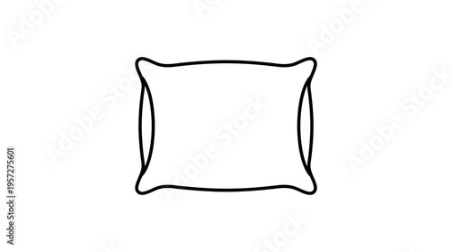 Simple Black Outline of a Pillow on White