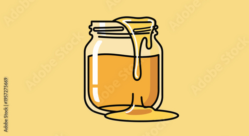 Honey pouring from a jar.