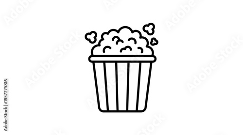 Black and White Popcorn Icon