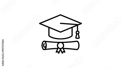Graduation Icon Mortarboard and Diploma