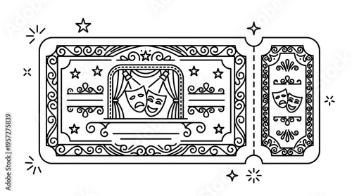 Elegant Black and White Theater Ticket Design