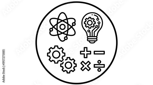 Science Technology Engineering and Math (STEM) Icon Set