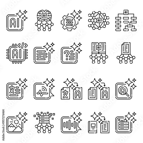 LLM Set Icon Professional UI Symbol for Large Language Models,