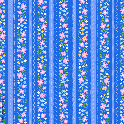 Cute hand drawn ditsy seamless pattern, lovely floral background, great for textiles, banners, wallpapers, wrapping - vector design