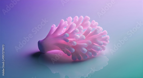 A vibrant abstract rendering of a pink coral like structure against a gradient background high-quality