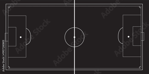 Black and white soccer field outline football sport